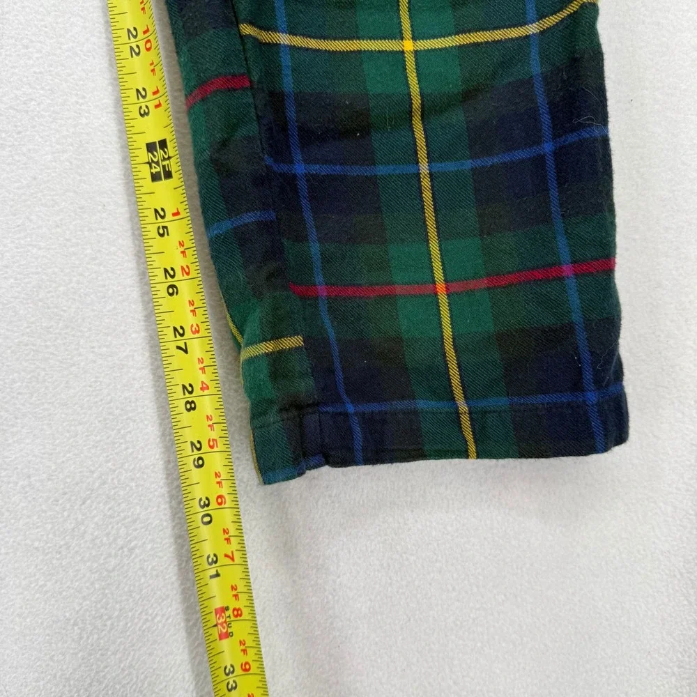Polo‎ Ralph Lauren Mens Pajama Pants Green Plaid Flannel Cotton Sleepwear Small